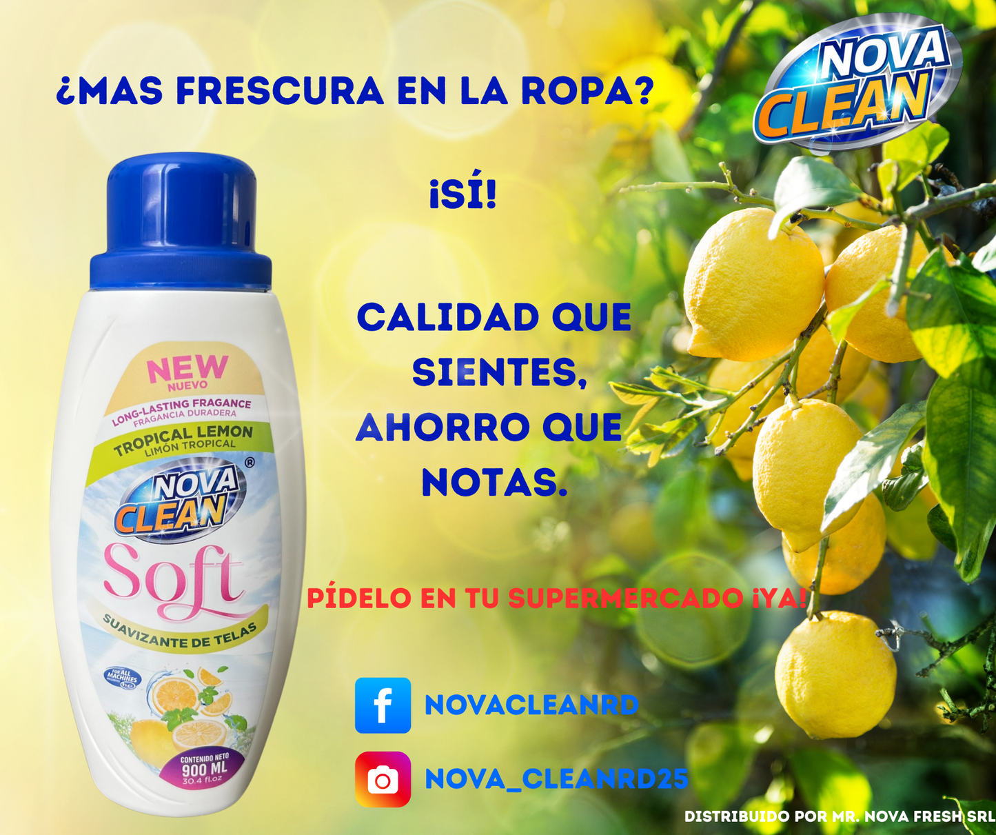 Nova Clean Soft – Suavizante de Telas Limón Tropical