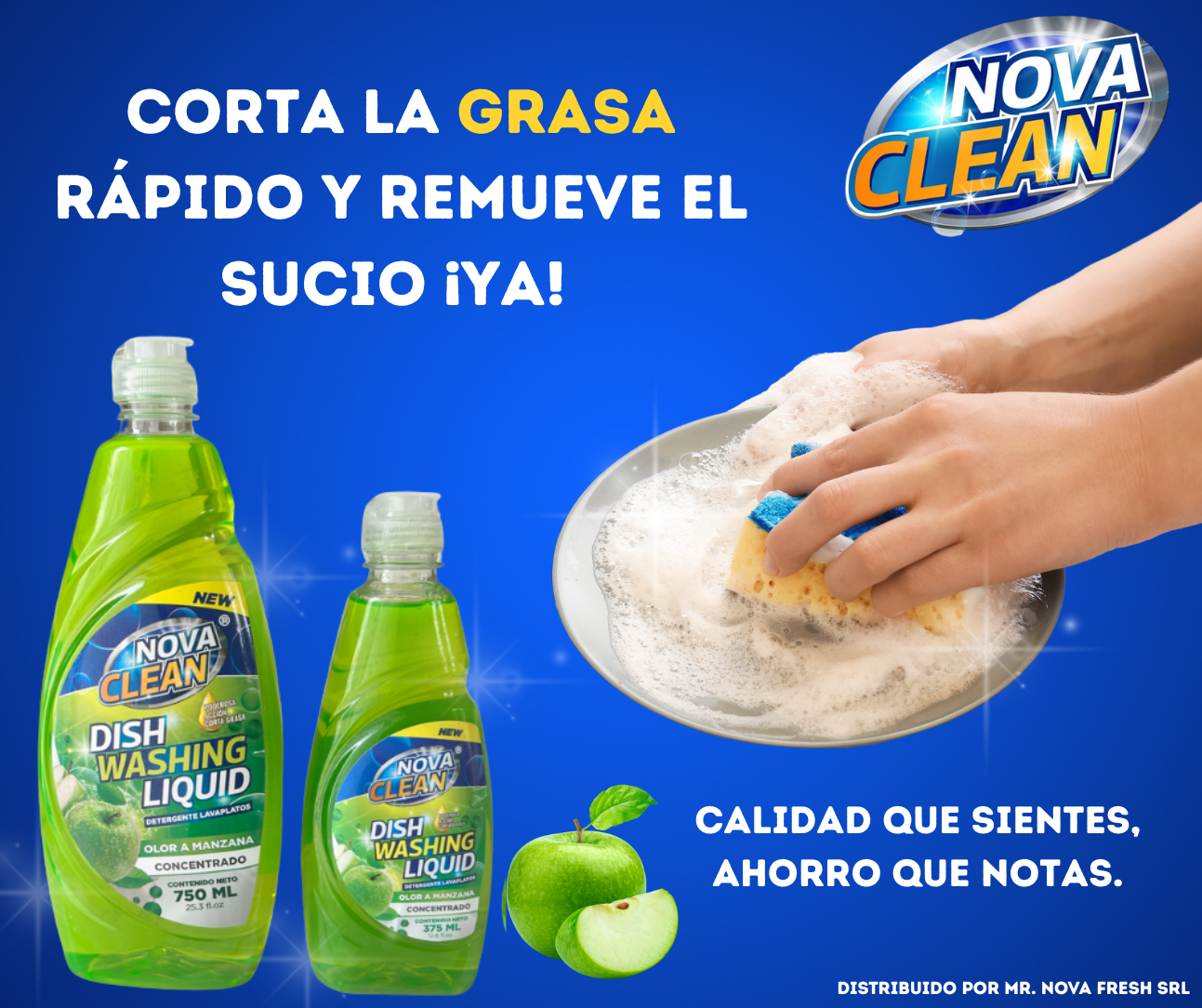 Nova Clean – Lavaplatos Manzana Verde 12.6oz