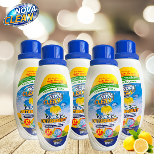 Combo de 5 Nova Clean – Detergente para Ropa Limón Tropical
