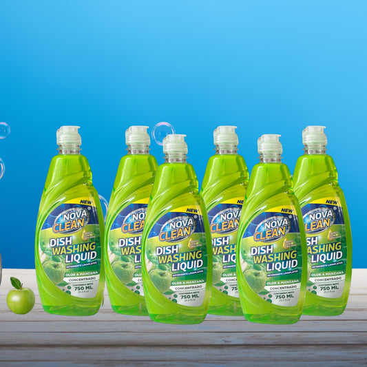Combo de 6 Nova Clean – Lavaplatos Manzana Verde (750 ml / 25.3 oz)